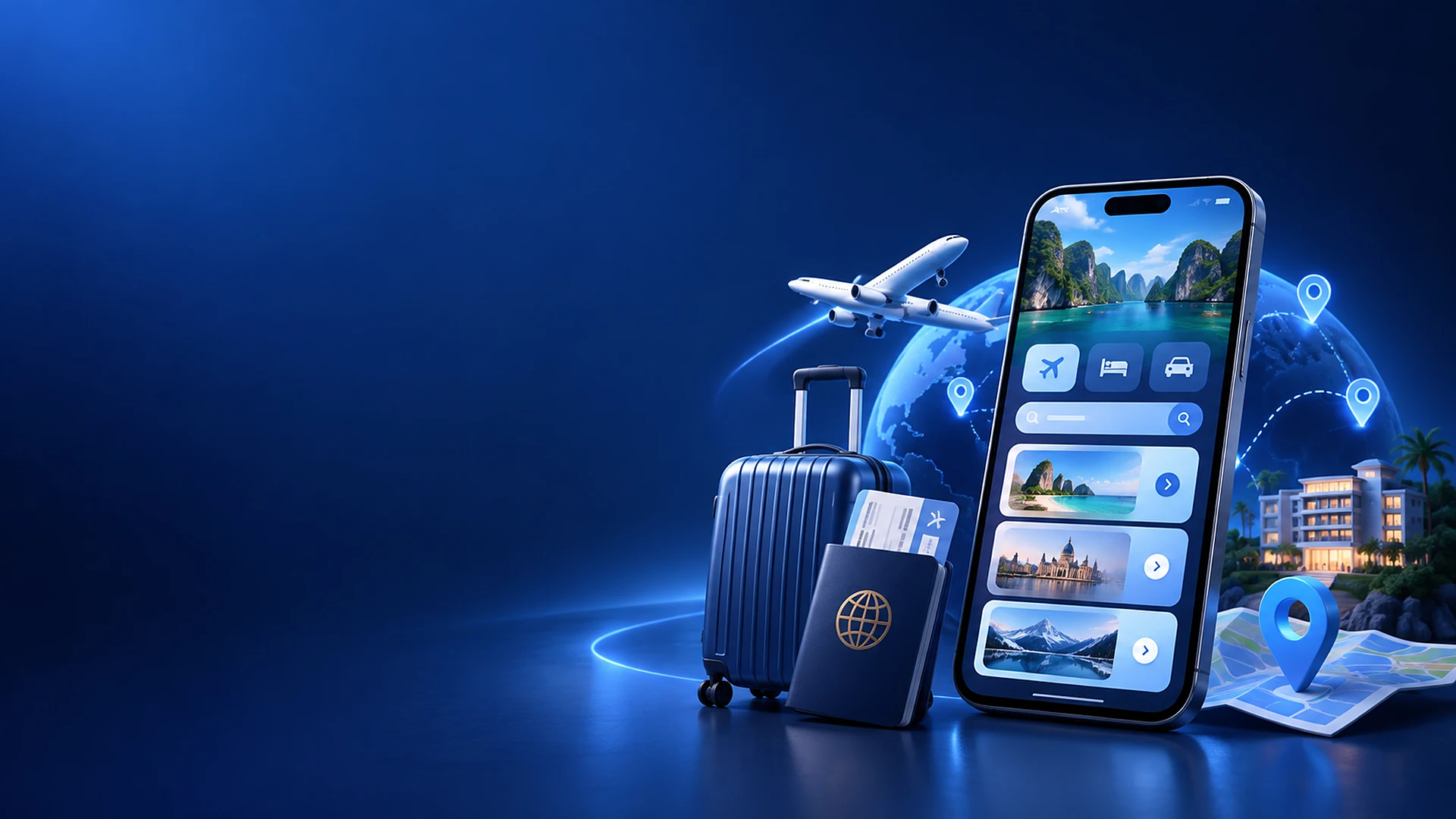 Travel and transportation app development banner